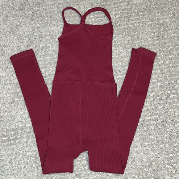 FREE PEOPLE | NWOT Happiness Runs Square Neck Onesie in Black Cherry * - Picture 6 of 6